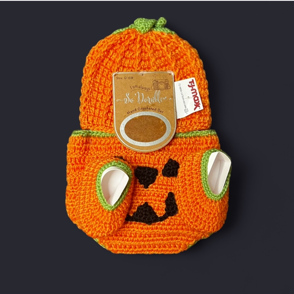 Pumpkin Crochet Baby Hat and Diaper Cover Set [0-6 months]